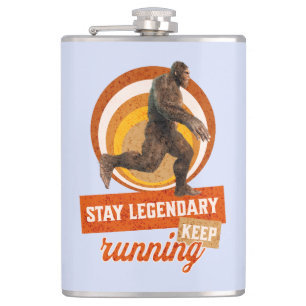 Funny Bigfoot Running Motivation Hip Flask