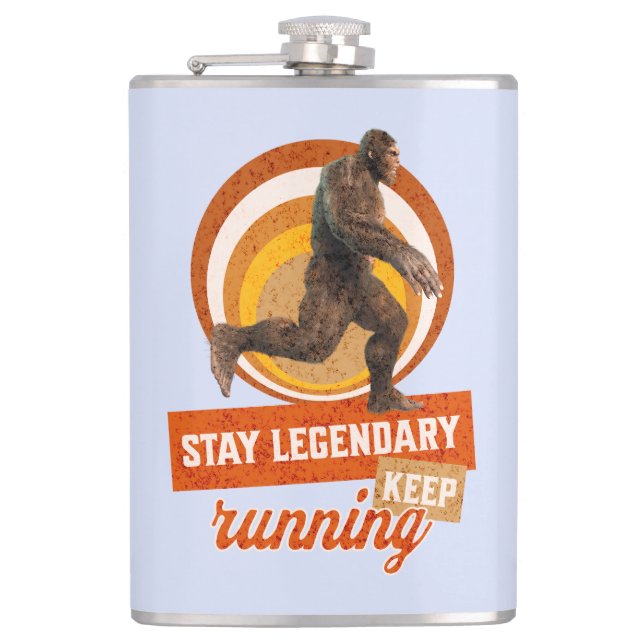 Funny Bigfoot Running Motivation Hip Flask (Front)