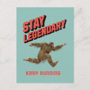 Funny Bigfoot Running Motivation Holiday Postcard
