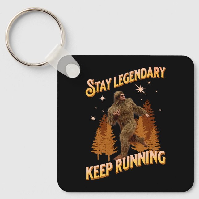 Funny Bigfoot Running Motivation Keychain (Front)