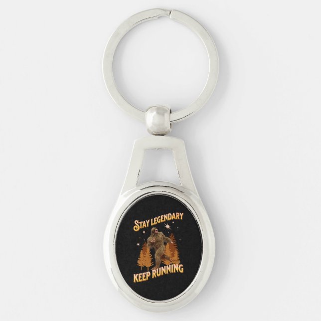 Funny Bigfoot Running Motivation Keychain (Front)