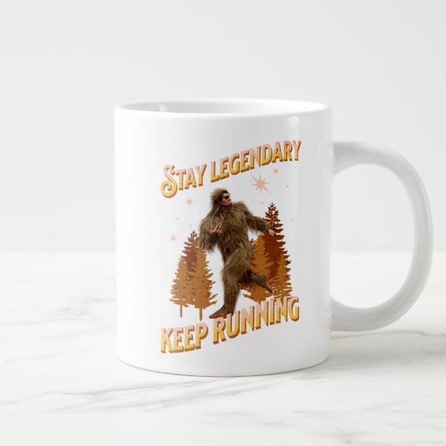 Funny Bigfoot Running Motivation Large Coffee Mug (Right)