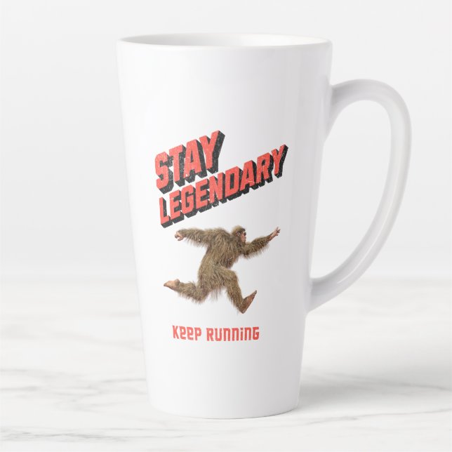 Funny Bigfoot Running Motivation Latte Mug (Right)
