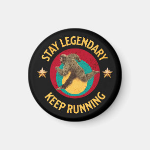 Funny Bigfoot Running Motivation Magnet