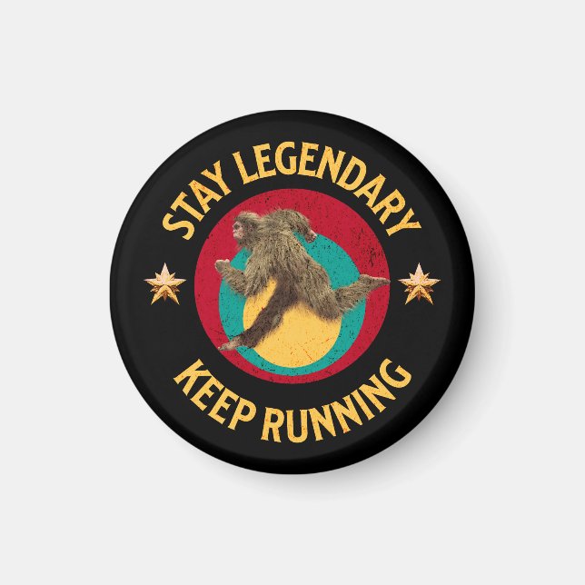 Funny Bigfoot Running Motivation Magnet (Front)