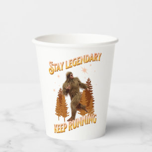 Funny Bigfoot Running Motivation Paper Cups