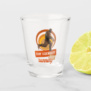 Funny Bigfoot Running Motivation Shot Glass