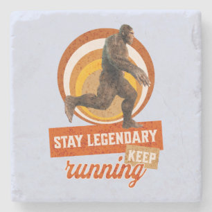 Funny Bigfoot Running Motivation Stone Coaster