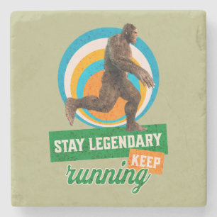 Funny Bigfoot Running Motivation Stone Coaster