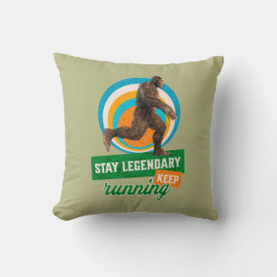 Funny Bigfoot Running Motivation Throw Pillow