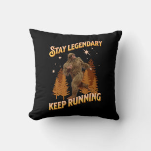 Funny Bigfoot Running Motivation Throw Pillow