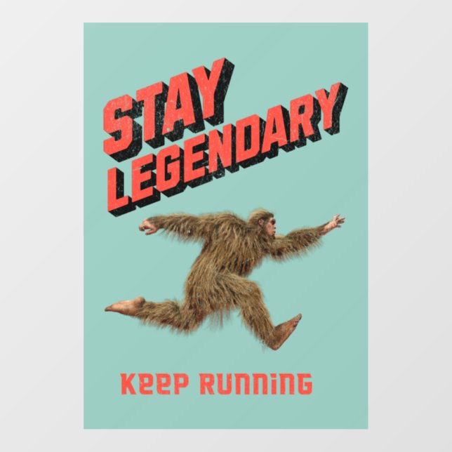 Funny Bigfoot Running Motivation Window Cling (Sheet)