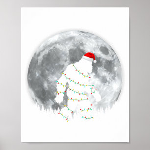 Funny Bigfoot Santa Moon Christmas Lights Xmas Sas Poster