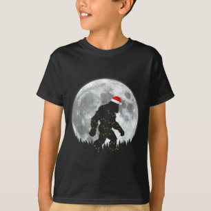 Funny Bigfoot Santa Moon Christmas Lights Xmas Sas T-Shirt