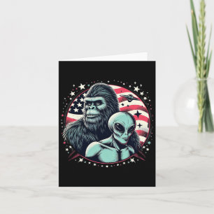 Funny Bigfoot Sasquatch Alien Amp Bigfoot Usa Flag Card