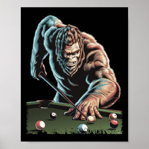 Funny Bigfoot Sasquatch Billiards Pool Player Men  Poster