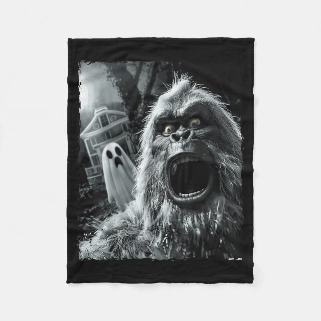 Funny Bigfoot Sasquatch Halloween  Fleece Blanket (Front)