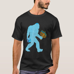 Funny Bigfoot Sasquatch Hanukkah Pajamakah Menorah T-Shirt
