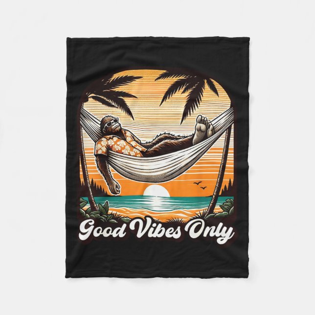 Funny Bigfoot Sasquatch Hawaiian Retro Beach Vacat Fleece Blanket (Front)
