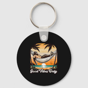 Funny Bigfoot Sasquatch Hawaiian Retro Beach Vacat Keychain