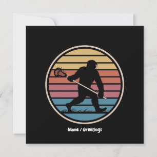 Funny Bigfoot Sasquatch Lacrosse Vintage Sunset Invitation