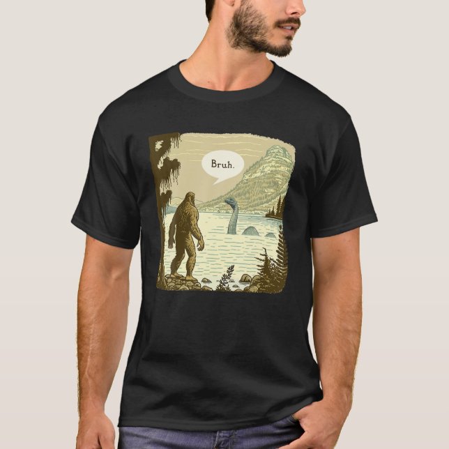 Funny Bigfoot Sasquatch Loch Ness Monster Introver T-Shirt (Front)