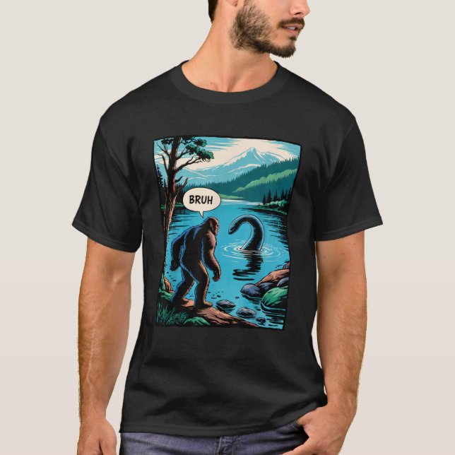 Funny Bigfoot Sasquatch Loch Ness Monster Introver T-Shirt (Front)