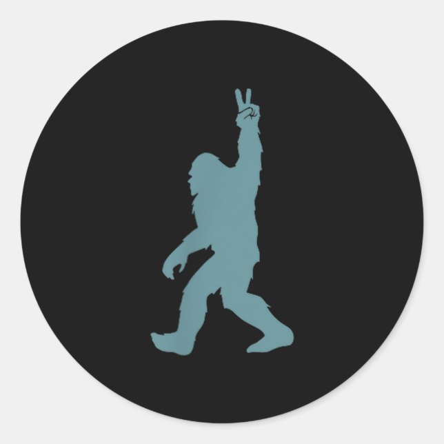 Funny Bigfoot Sasquatch Peace Sign Big Foot Squatc Classic Round Sticker (Front)
