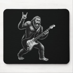 Funny Bigfoot Sasquatch Playing Guitar, Rock And R Mouse Pad