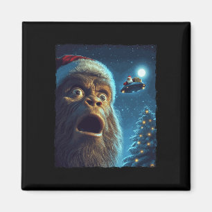 Funny Bigfoot Sasquatch Selfie Santa Ufo Xmas Chri Magnet