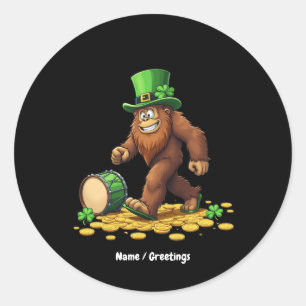 Funny Bigfoot Sasquatch Shamrock St Patrick's Day Classic Round Sticker