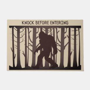 Funny Bigfoot Sasquatch silhouette knock before Doormat