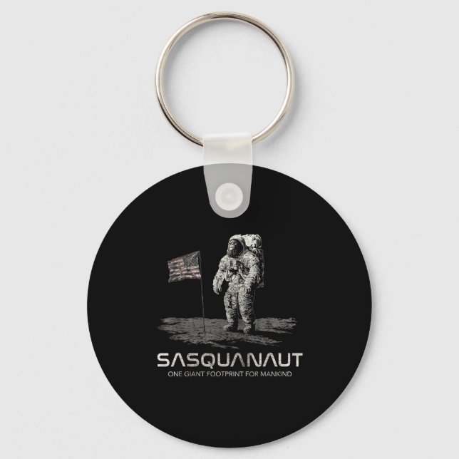 Funny Bigfoot Sasquatch Space Sasquanaut  Keychain (Front)