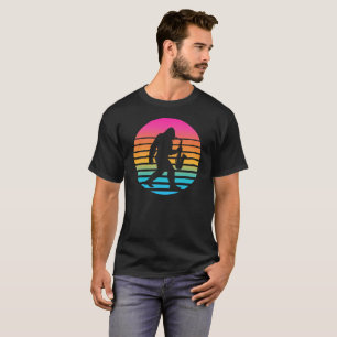 Funny Bigfoot Saxophone Retro Sunset Design T-Shirt
