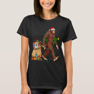 Funny Bigfoot Steals Santa &amp; Xmas Tree - Chris T-Shirt