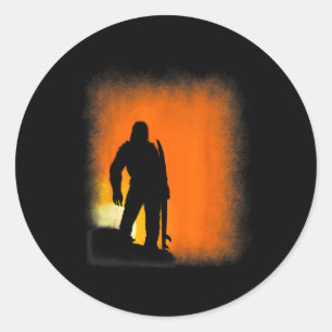 Funny Bigfoot Surfer Sunset Sasquatch Surfing Tee  Classic Round Sticker