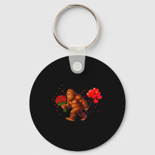 Funny Bigfoot Valentine Heart Sasquatch Retro Love Keychain