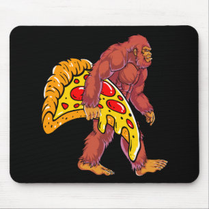 Funny Bigfoot Walking with Large Pizza Slice Mouse Pad