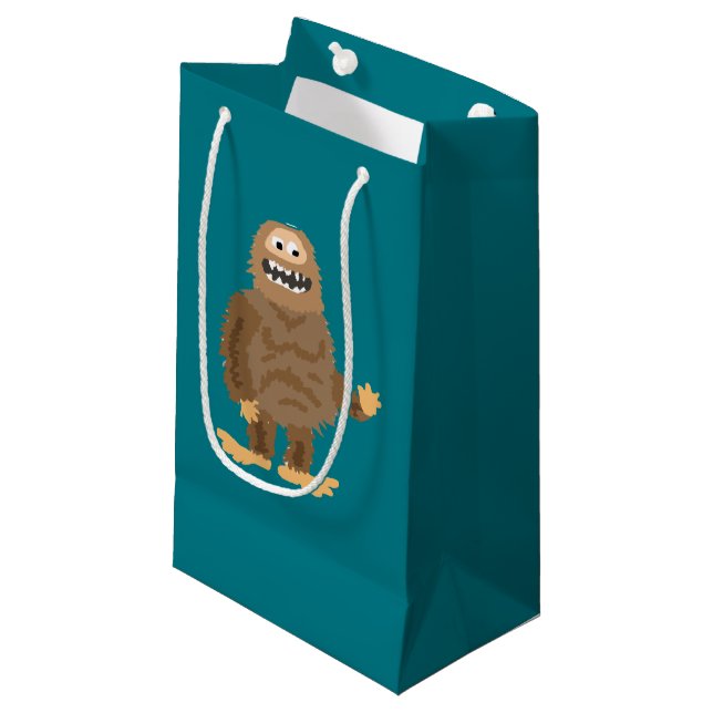 Funny Bigfoot Waving Original Art Small Gift Bag (Front Angled)