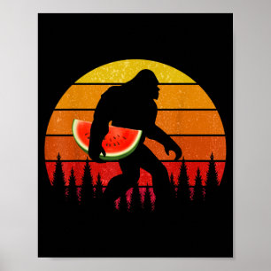 Funny Bigfoot With Watermelon Slice Melon Summer Poster