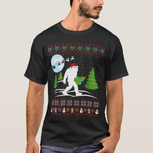 Funny Bigfoot Xmas Gift Santa Hat Ugly Bigfoot Chr T-Shirt