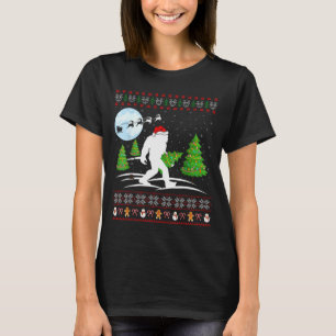 Funny Bigfoot Xmas Gift Santa Hat Ugly Bigfoot Chr T-Shirt