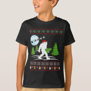 Funny Bigfoot Xmas Gift Santa Hat Ugly Bigfoot Chr T-Shirt