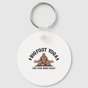 Funny Bigfoot Yoga Graphic Keychain
