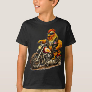 Funny Biker Rooster Design Cool Chicken Motorcycle T-Shirt