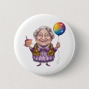 Funny Biking Grandma Birthday Party Art 2 Inch Round Button