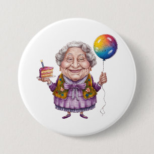 Funny Biking Grandma Birthday Party Art 3 Inch Round Button