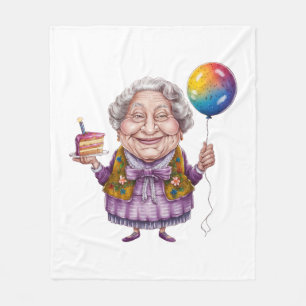 Funny Biking Grandma Birthday Party Art Fleece Blanket