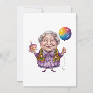 Funny Biking Grandma Birthday Party Art Invitation