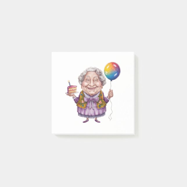 Funny Biking Grandma Birthday Party Art Post-it Notes (Front)